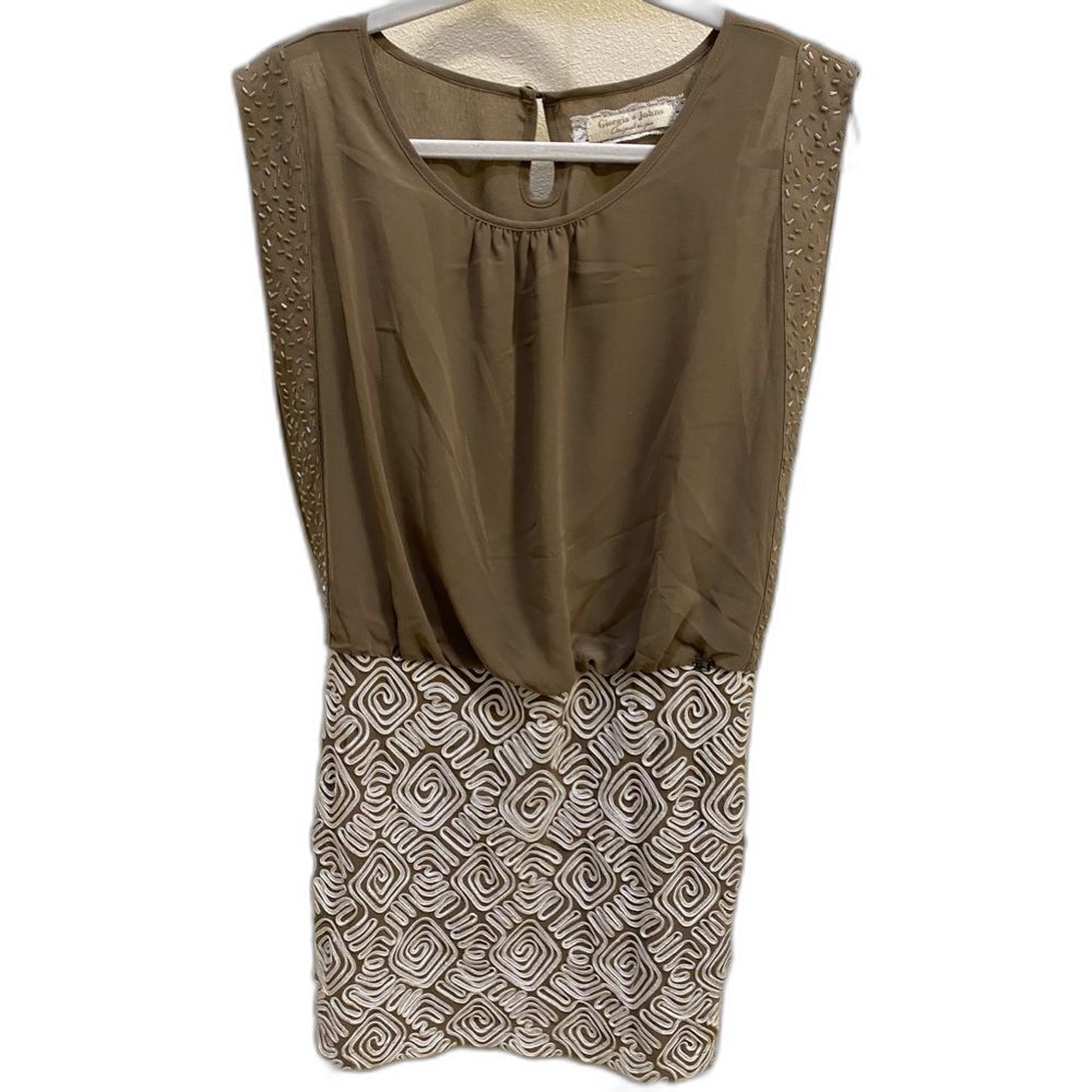 Giorgia & Johns Embroidered Pencil Tight Sleeveless Dress Women's Sz Large